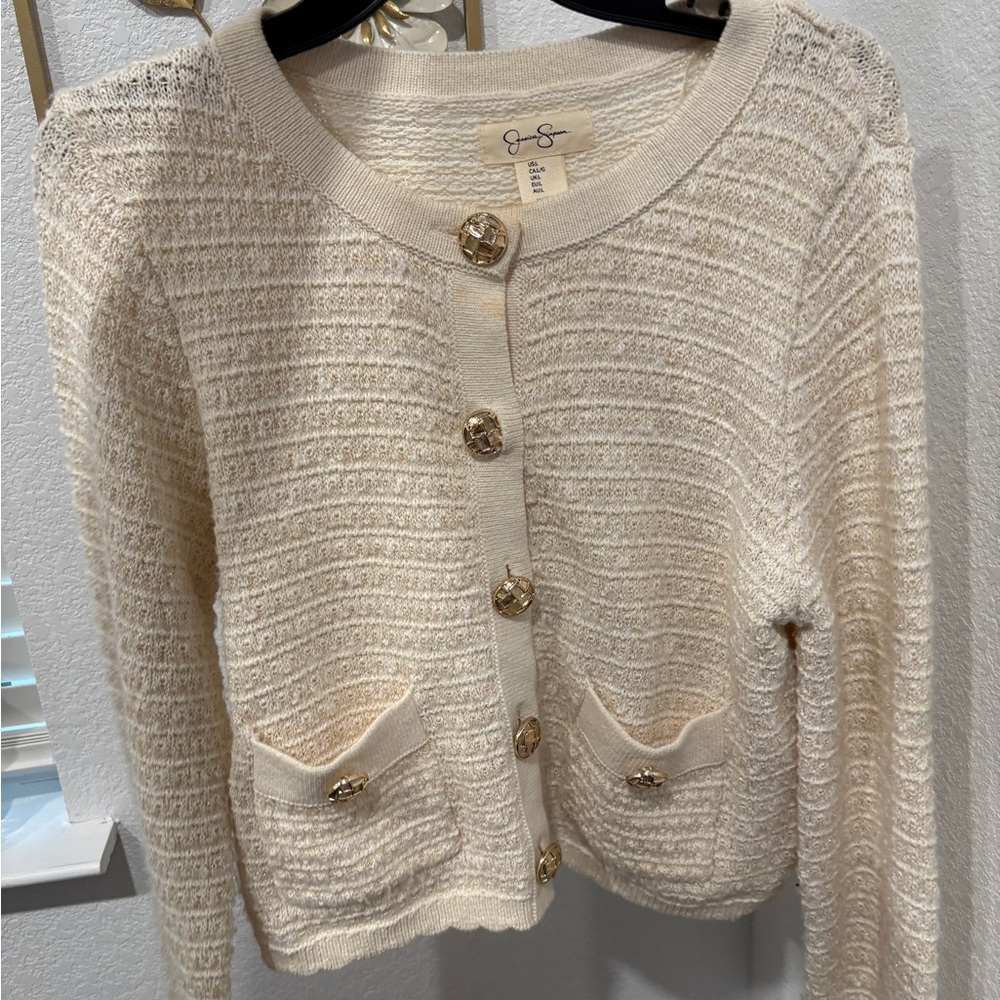 Jessica Simpson Cream Textured Knit Cardigan